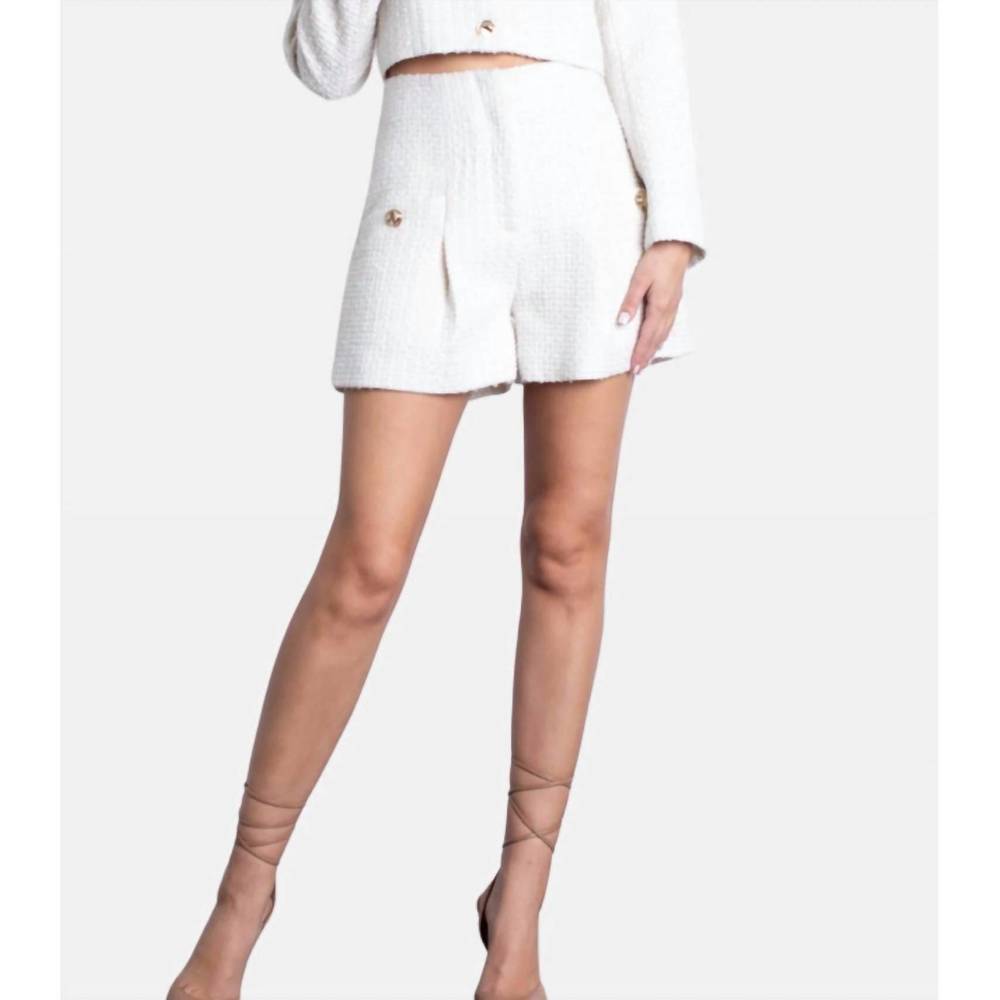 NEW KARINA GRIMALDI julia tweed shorts in winter white